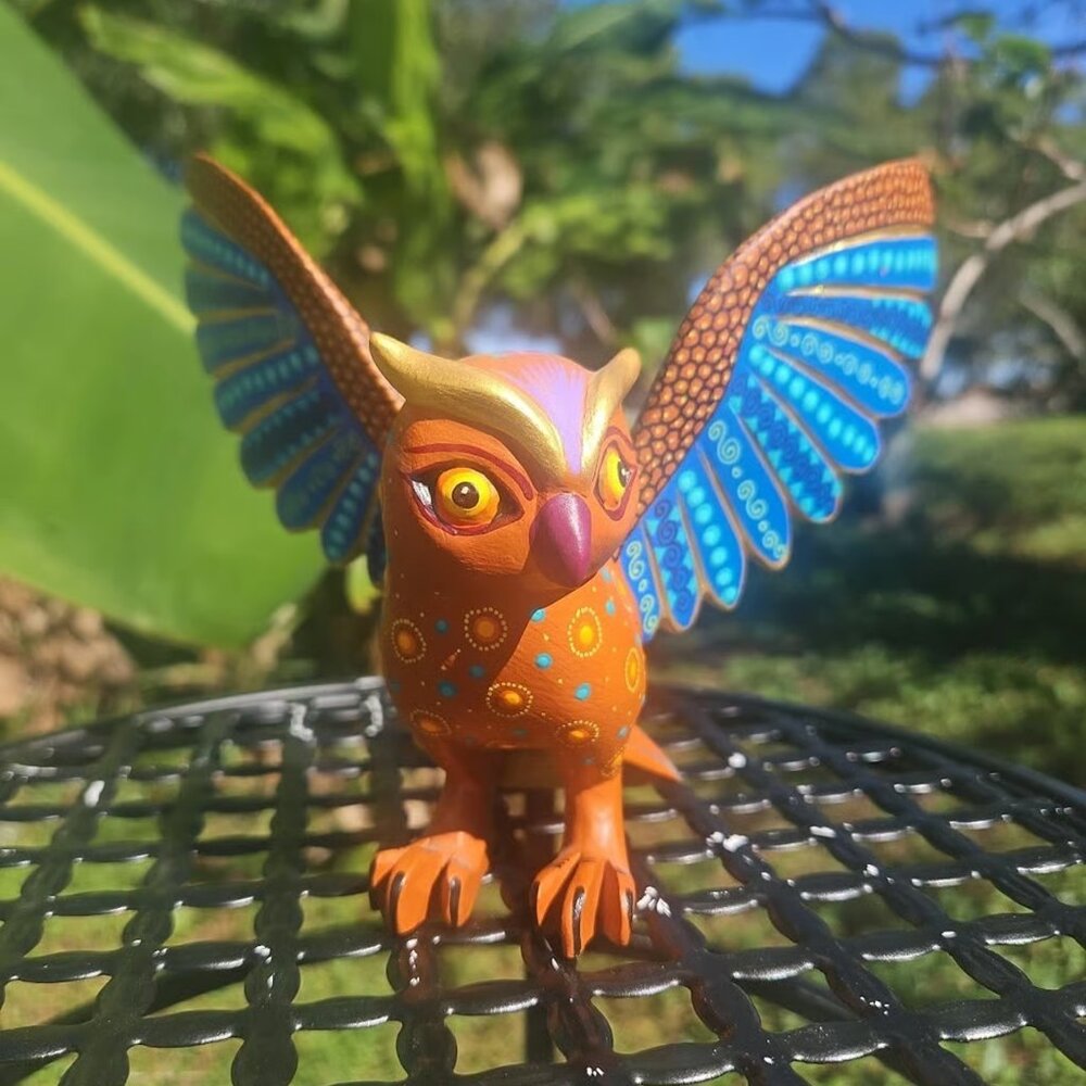 Alejibre Owl - Mexican Figurine Hand Painted From Oaxaca Mexico